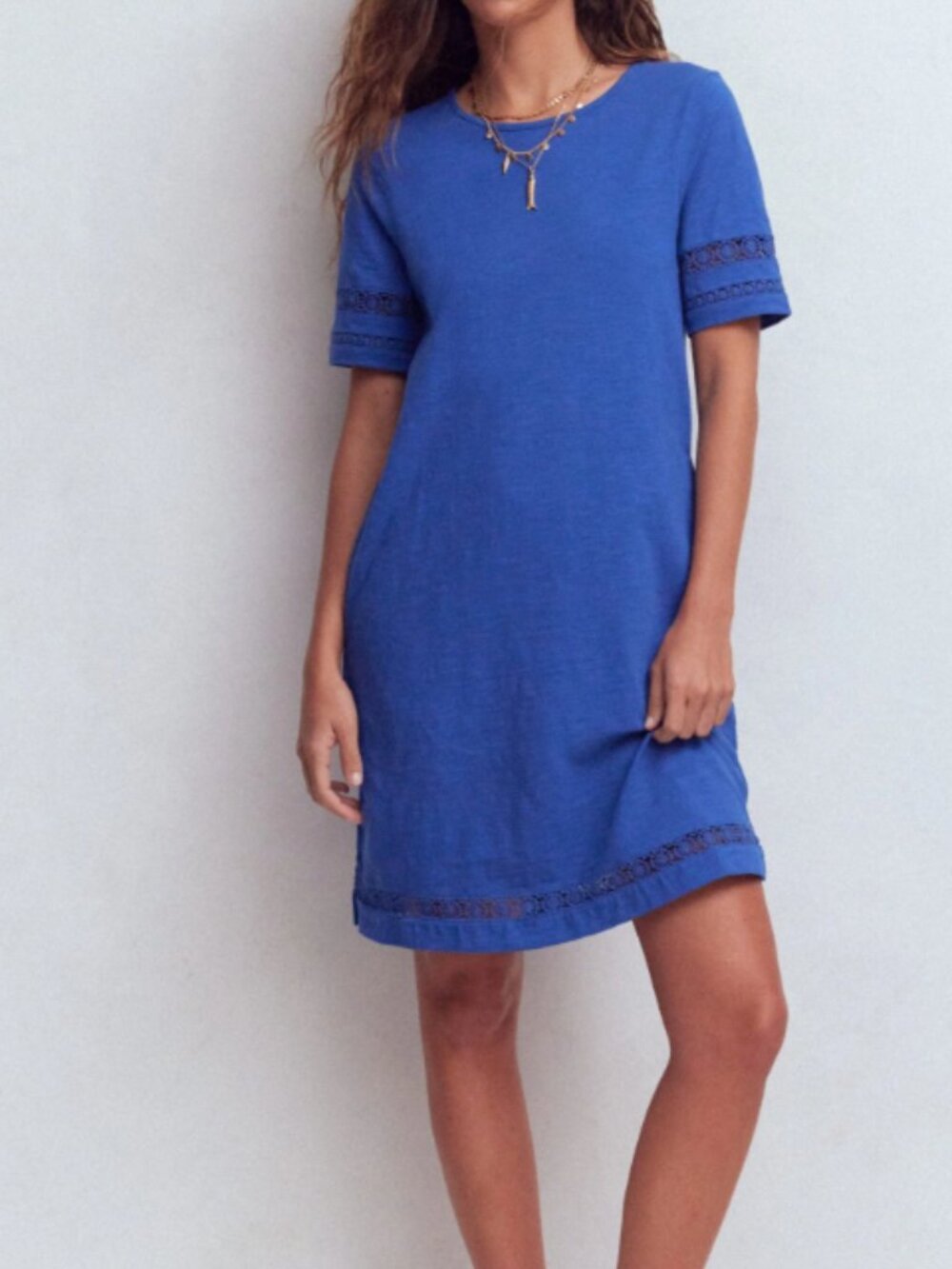Boden Hattie Jersey T-shirt Dress-Denim Blue- Size 4 Petite